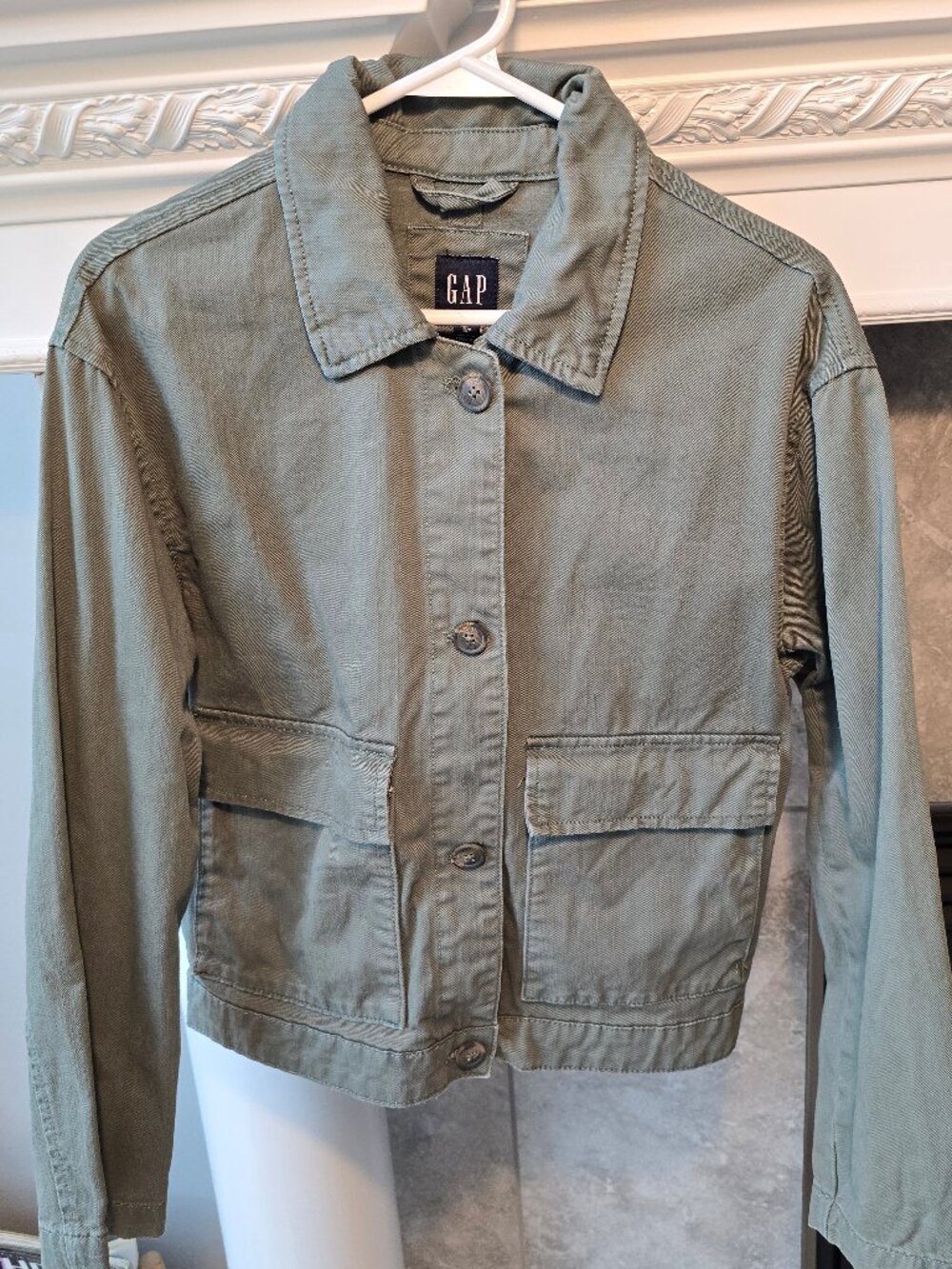 GAP 100% Cotton Utility Shacket / Field Jacket - Olive/Khaki Green - Size Small